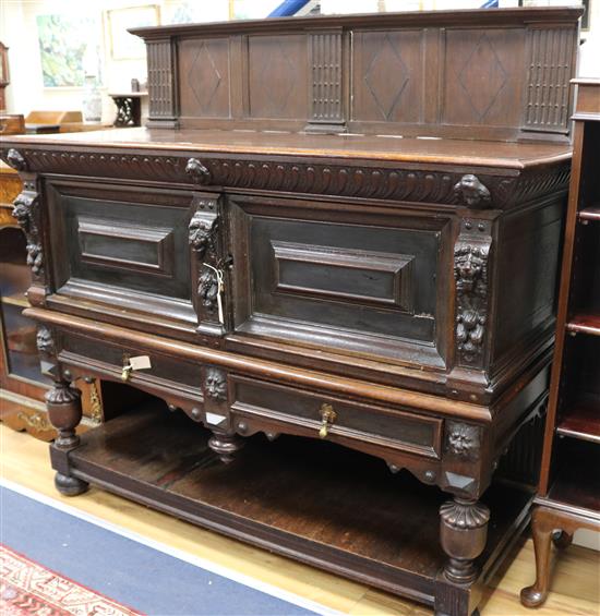 A 17th Century and later Flemish cupboard on stand, W.161cm